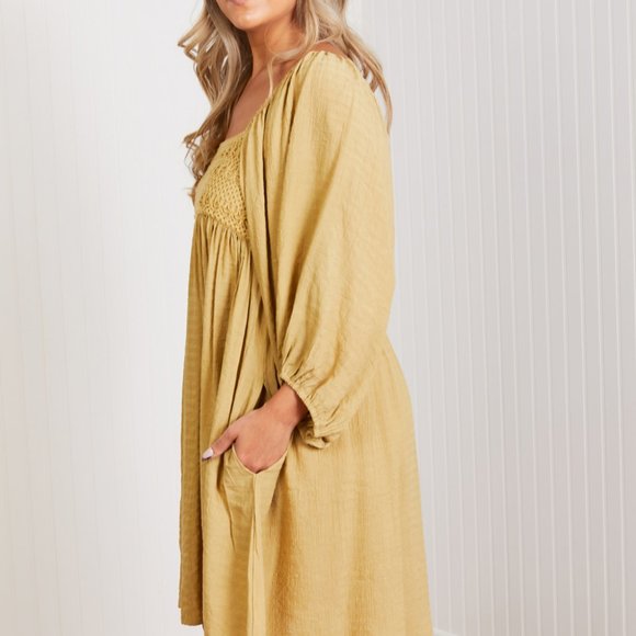 GeeGee Angel of Mine Full Size Crochet Yoke Mini Dress - Picture 5 of 6